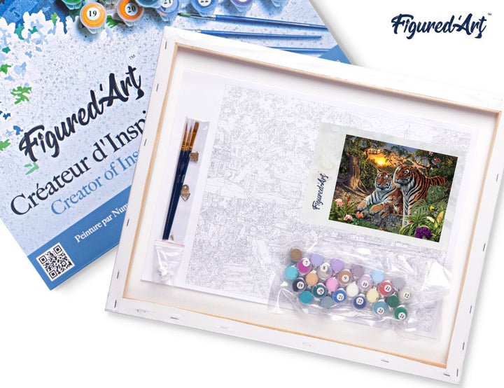 Figured'Art Malen nach Zahlen 40x50cm auf Keilrahmen gespannt Tiger Familie - Kidis Art