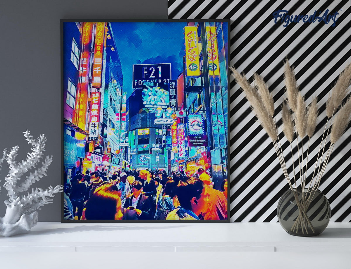 Malen nach Zahlen 40x50cm auf Keilrahmen gespannt Figured’Art Tokyo Shibuya - Kidis Art