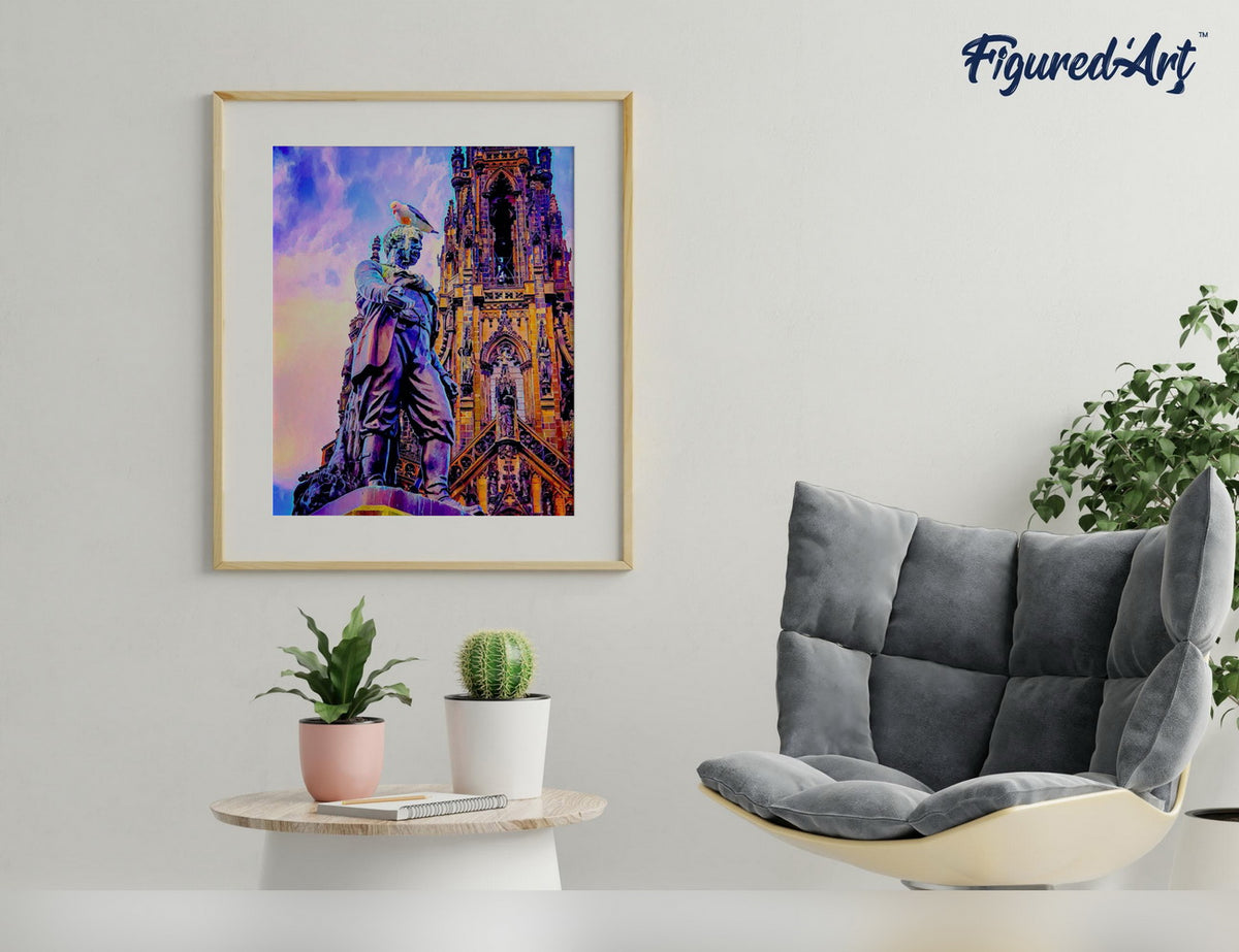 Malen nach Zahlen 40x50cm auf Keilrahmen gespannt Figured’Art Edinburgh Statue - Kidis Art