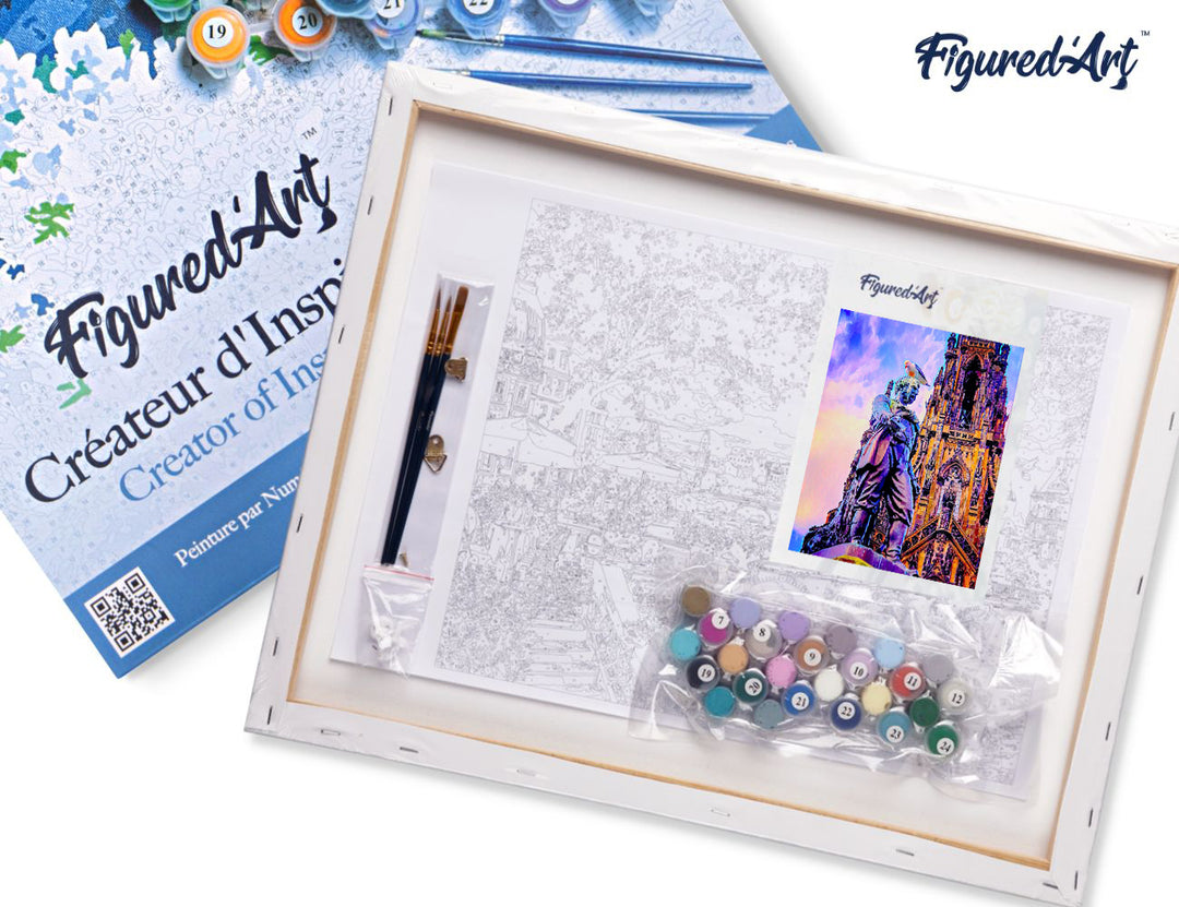 Malen nach Zahlen 40x50cm auf Keilrahmen gespannt Figured’Art Edinburgh Statue