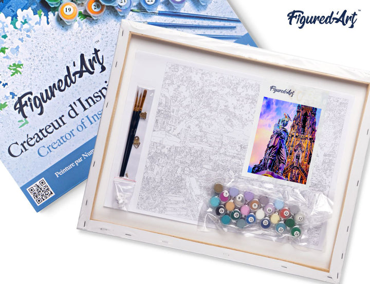 Malen nach Zahlen 40x50cm auf Keilrahmen gespannt Figured’Art Edinburgh Statue