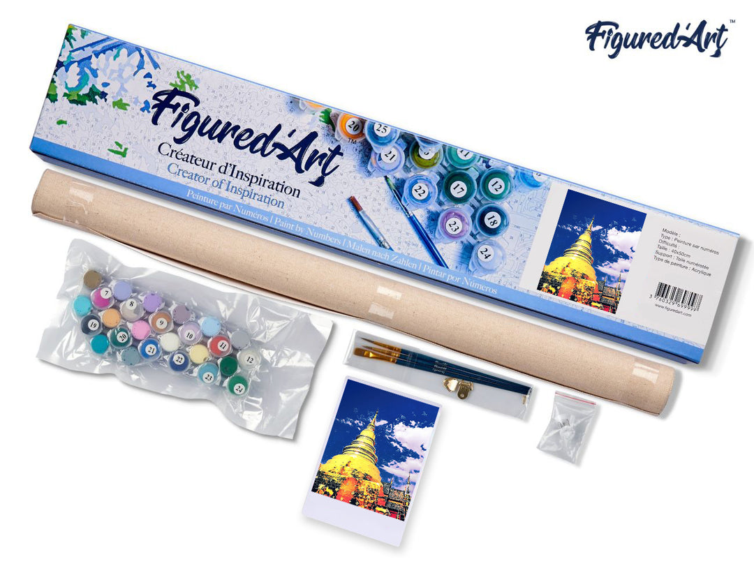 Malen nach Zahlen 40x50cm ohne Keilrahmen Figured’Art Chiang Mai Tempel - Kidis Art