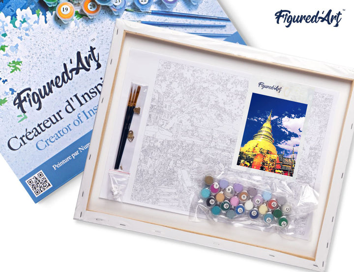 Malen nach Zahlen 40x50cm auf Keilrahmen gespannt Figured’Art Chiang Mai Tempel