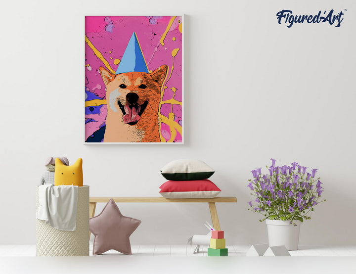 Malen nach Zahlen 40x50cm auf Keilrahmen gespannt Figured’Art Lächelnder Hund