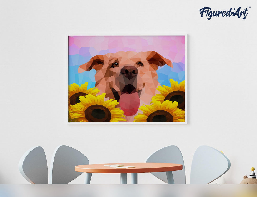 Malen nach Zahlen 40x50cm ohne Keilrahmen Figured’Art Hund Polygon Art