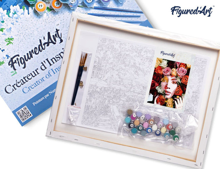 Figured'Art Malen nach Zahlen 40x50cm auf Keilrahmen gespannt Rosengesicht - Kidis Art