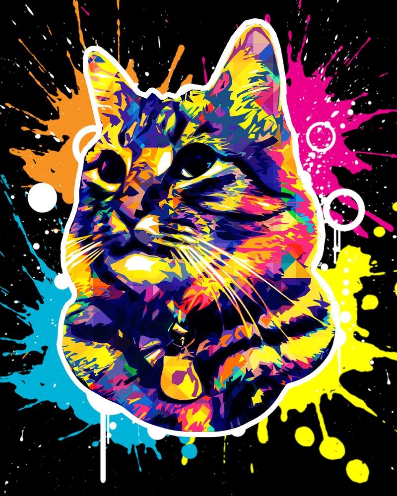 Kreuzstich 32x40cm – Pop Art Katze - Kidis Art