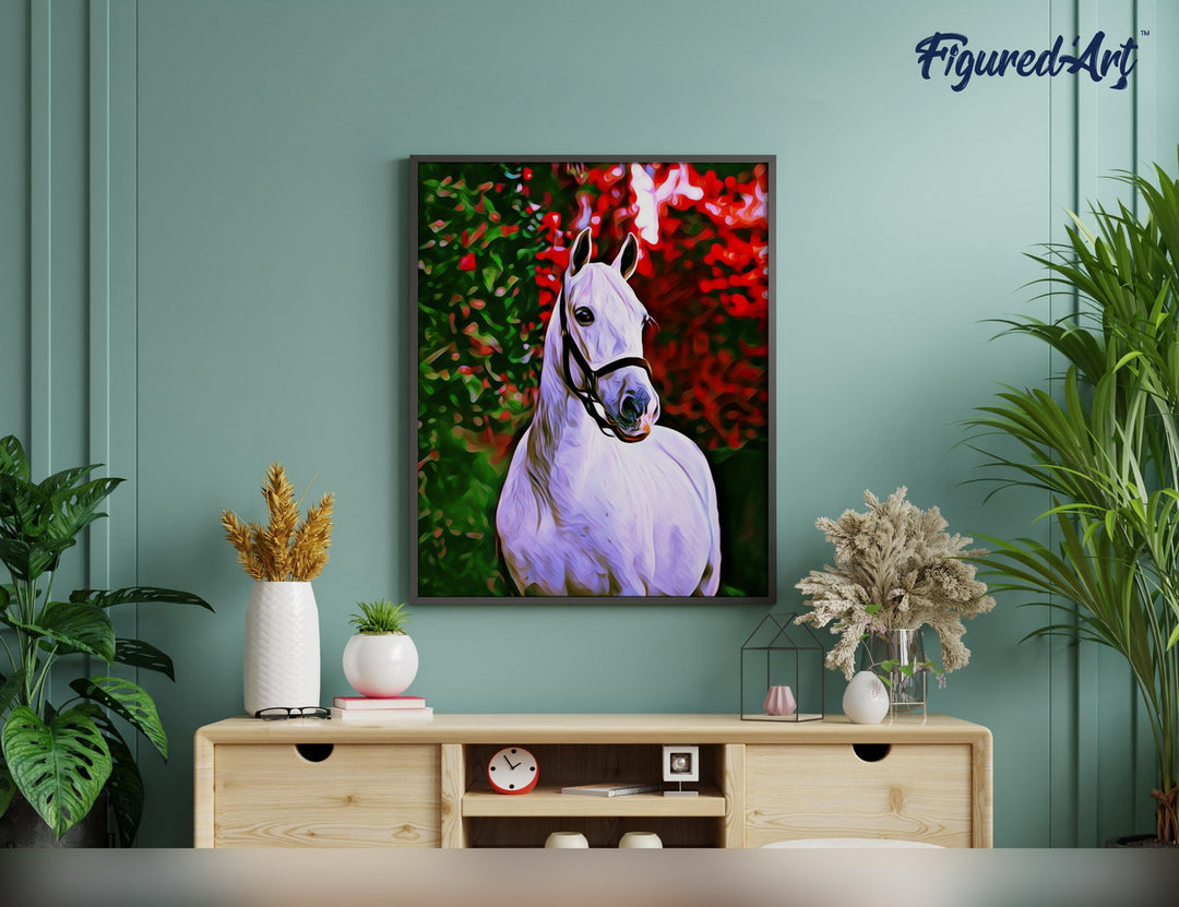 Figured'Art Malen Nach Zahlen 40x50 Leinwand Weißes Pferd - Kidis Art