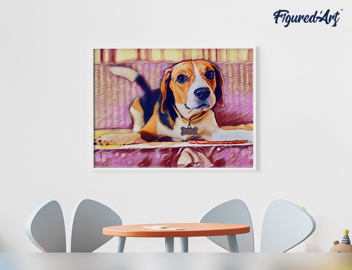 Malen nach Zahlen 40x50cm ohne Keilrahmen Figured’Art Herziger Beagle - Kidis Art