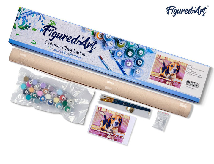 Malen nach Zahlen 40x50cm ohne Keilrahmen Figured’Art Herziger Beagle