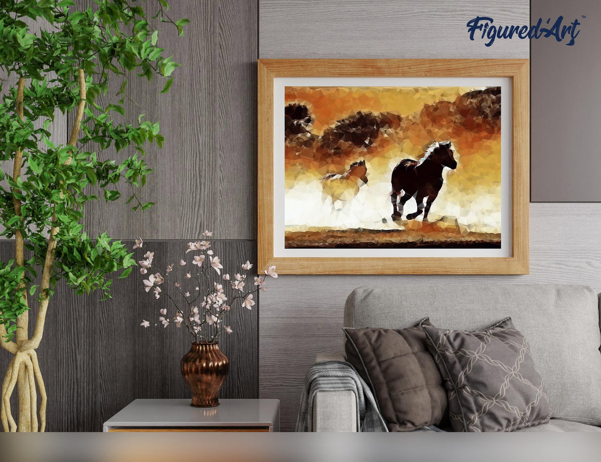 Malen nach Zahlen 40x50cm ohne Keilrahmen Figured’Art Wilde Pferde - Kidis Art