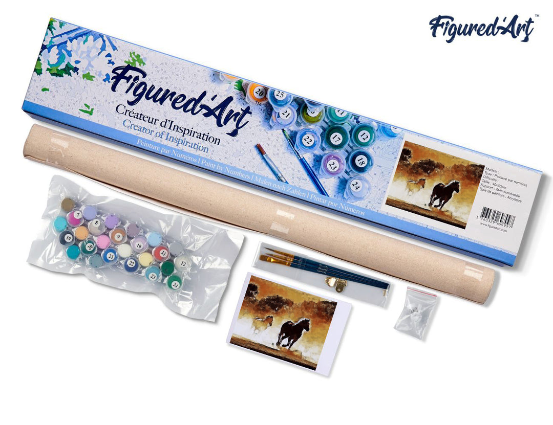 Malen nach Zahlen 40x50cm ohne Keilrahmen Figured’Art Wilde Pferde