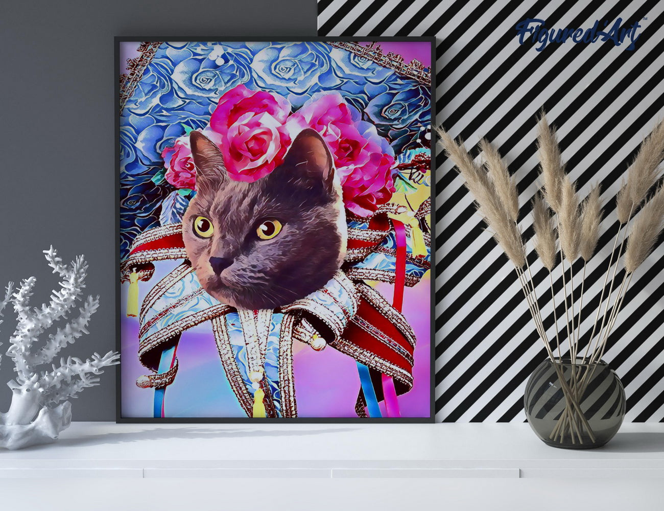 Malen nach Zahlen 40x50cm ohne Keilrahmen Figured’Art Mardigras Katze - Kidis Art