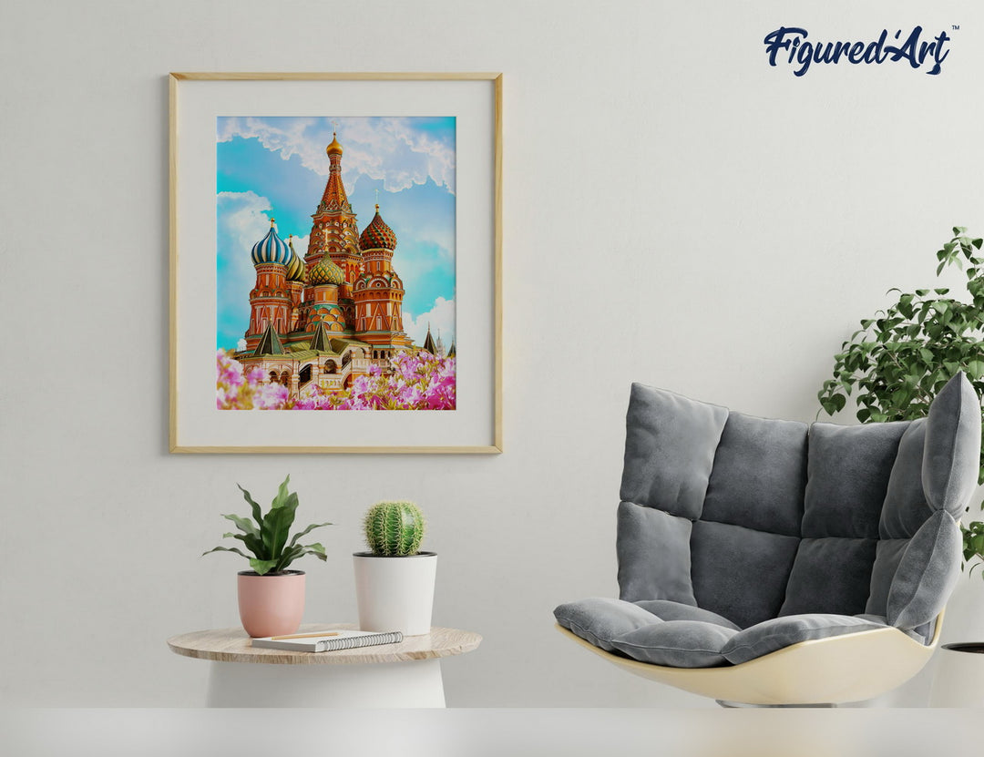 Malen nach Zahlen 40x50cm auf Keilrahmen gespannt Figured’Art Basilius-Kathedrale