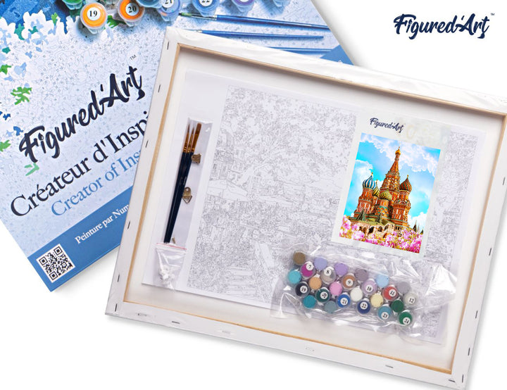 Figured'Art Malen Nach Zahlen Komplettset 40x50 Cm Auf Keilrahmen Basilius Kathedrale Mit Acrylfarben Pinsel - Kidis Art
