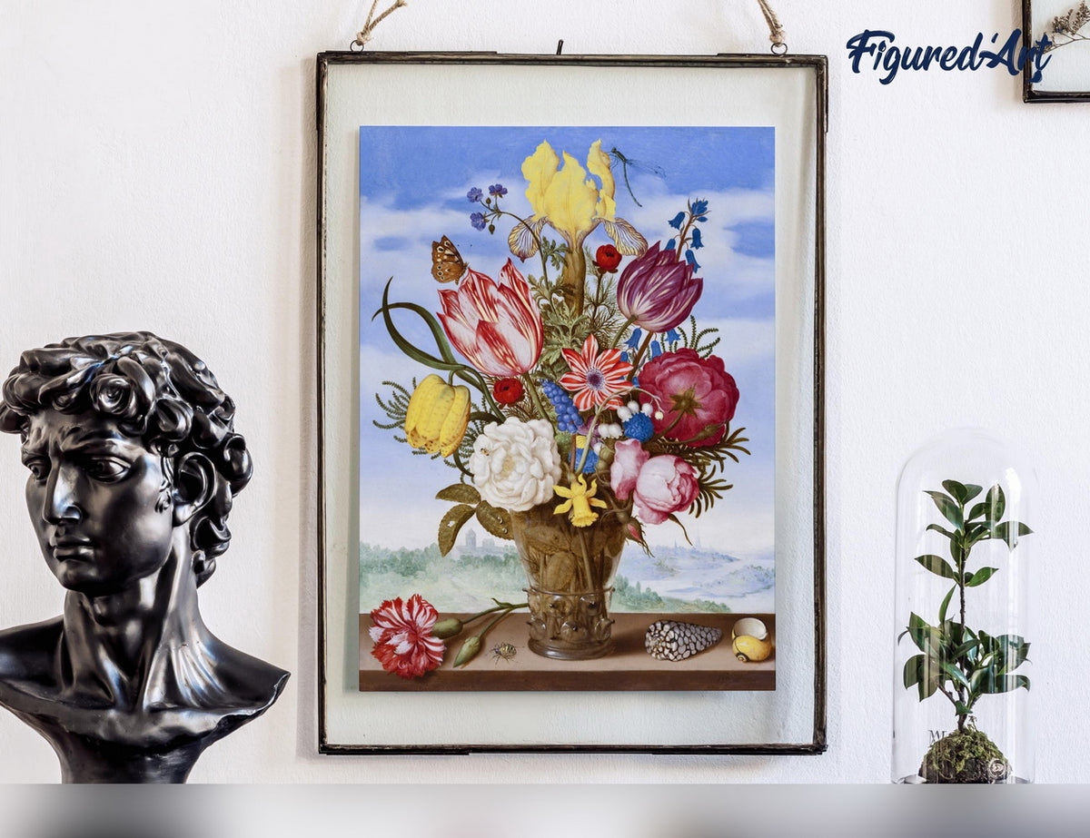 Malen nach Zahlen 40x50cm auf Keilrahmen gespannt Figured’Art Blumenstrauss – Ambrosius Bosschaert - Kidis Art