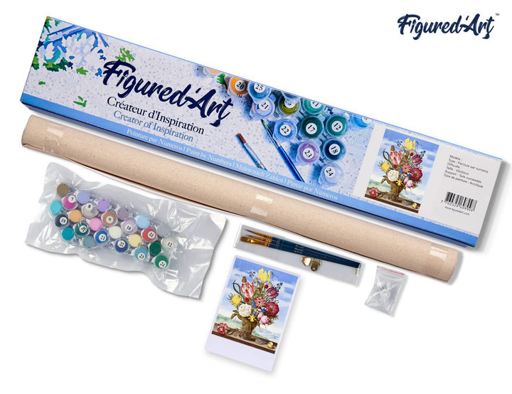 Malen nach Zahlen 40x50cm ohne Keilrahmen Figured’Art Blumenstrauss – Ambrosius Bosschaert