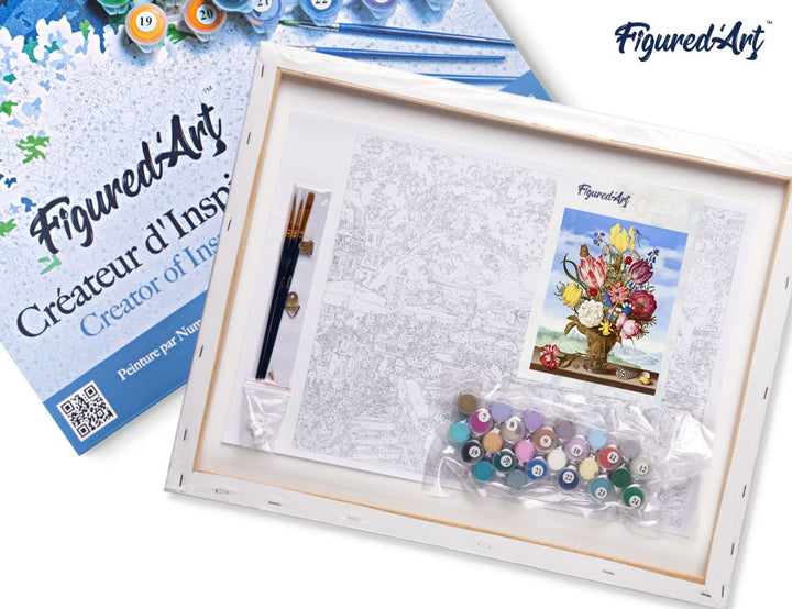 Malen nach Zahlen 40x50cm auf Keilrahmen gespannt Figured’Art Blumenstrauss – Ambrosius Bosschaert