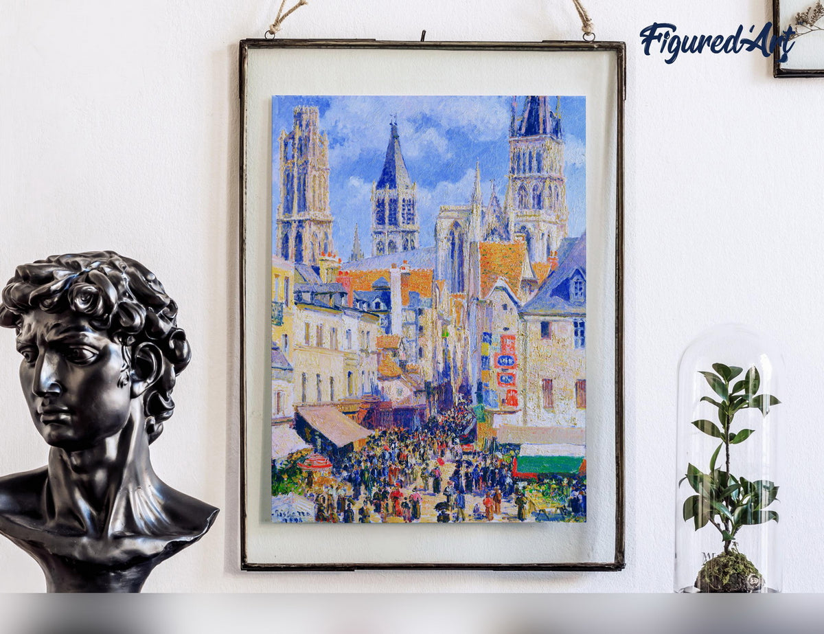 Malen nach Zahlen 40x50cm ohne Keilrahmen Figured’Art Rue de l’Épicerie in Rouen – Camille Pissarro - Kidis Art