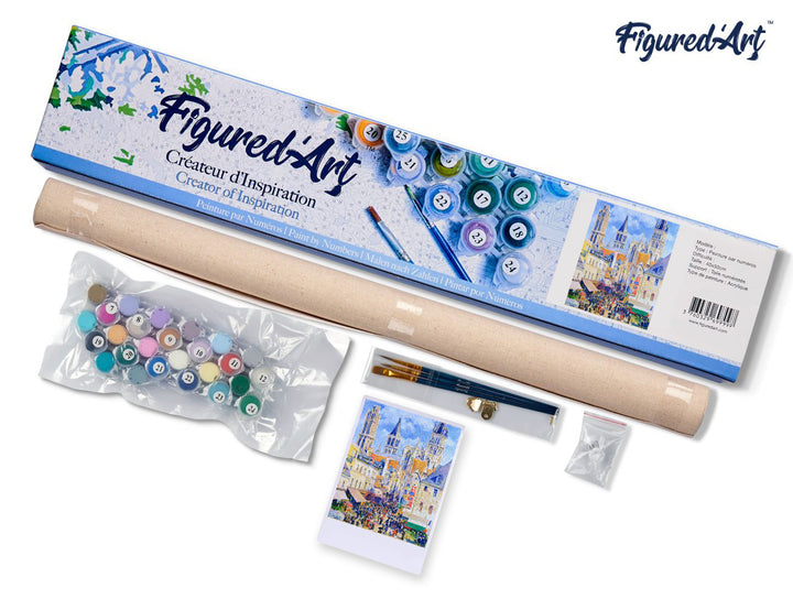 Malen nach Zahlen 40x50cm ohne Keilrahmen Figured’Art Rue de l’Épicerie in Rouen – Camille Pissarro