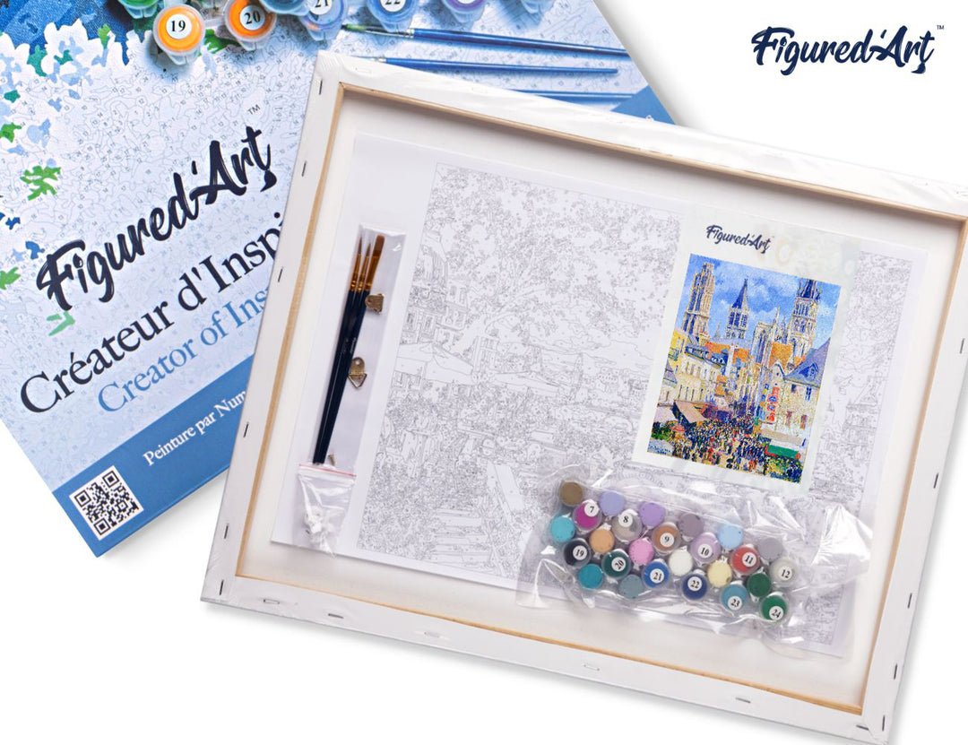 Malen nach Zahlen 40x50cm auf Keilrahmen gespannt Figured’Art Rue de l’Épicerie in Rouen – Camille Pissarro