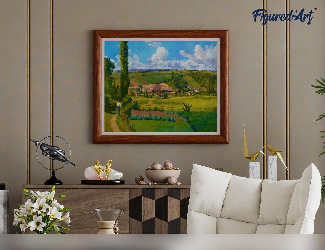 Malen nach Zahlen 40x50cm ohne Keilrahmen Figured’Art Paysage aux Pâtis in Pontoise – Camille Pissarro - Kidis Art