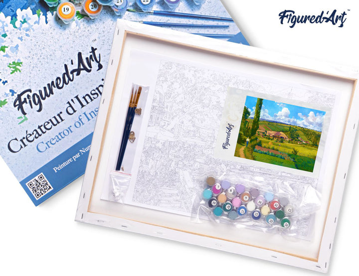 Malen nach Zahlen 40x50cm auf Keilrahmen gespannt Figured’Art Paysage aux Pâtis– Camille Pissarro - Kidis Art