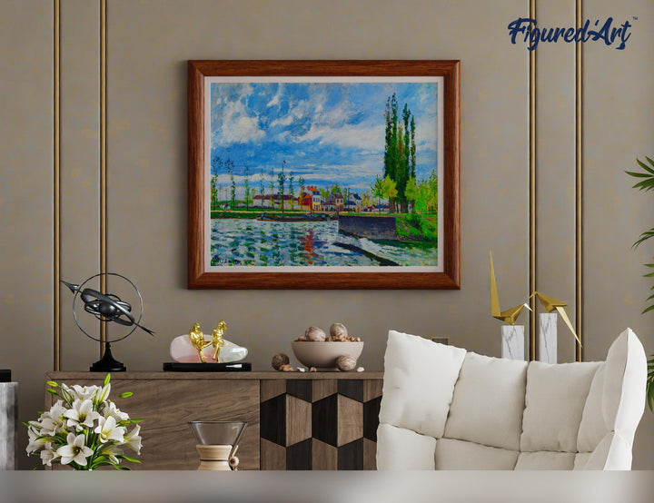 Malen nach Zahlen 40x50cm ohne Keilrahmen Figured’Art Die Schleuse in Pontoise – Camille Pissarro