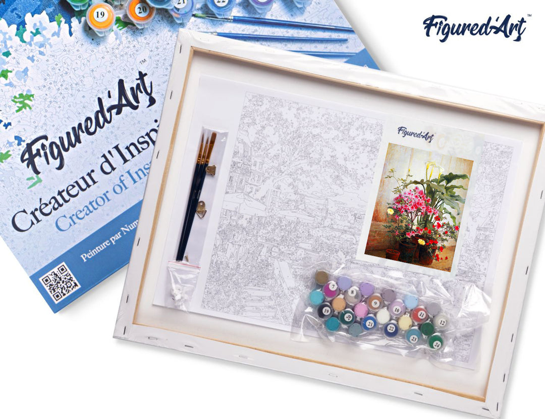 Malen nach Zahlen 40x50cm auf Keilrahmen gespannt Figured’Art Seite eines Gewächshauses – George Cochran Lambdin