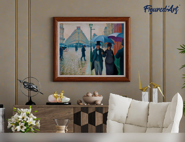 Malen nach Zahlen 40x50cm ohne Keilrahmen Figured’Art Paris-Strasse, Regentag – Gustave Caillebotte