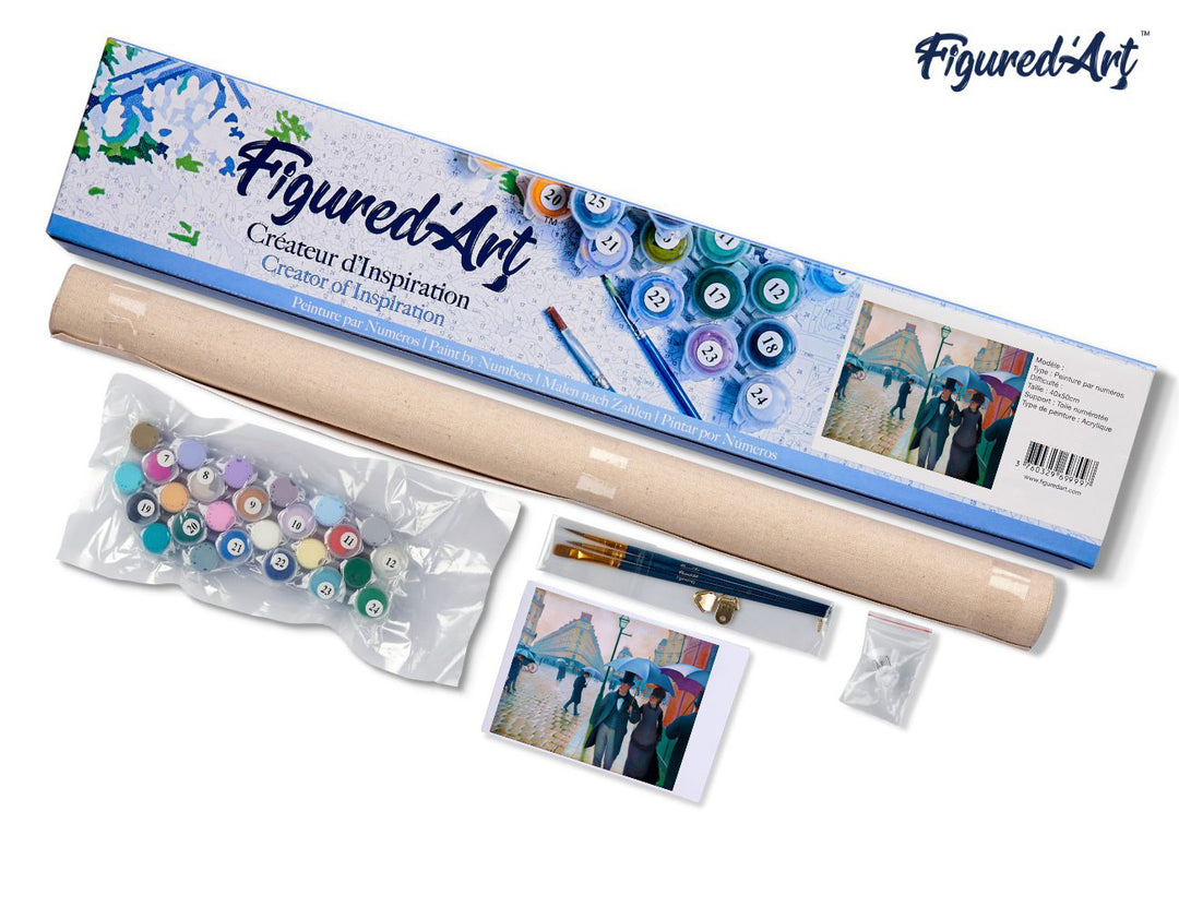 Malen nach Zahlen 40x50cm ohne Keilrahmen Figured’Art Paris-Strasse, Regentag – Gustave Caillebotte