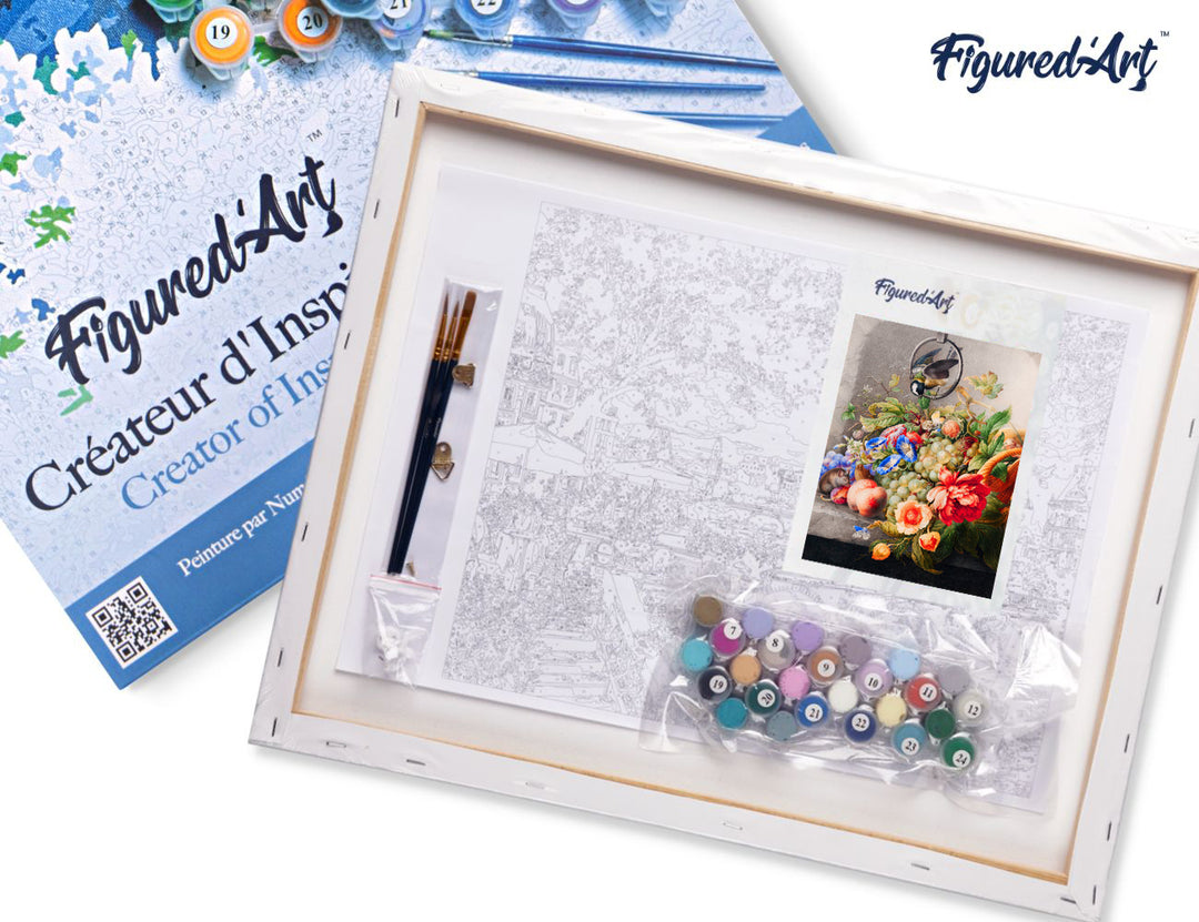 Malen nach Zahlen 40x50cm auf Keilrahmen gespannt Figured’Art Blumen und Obst – Herman Henstenburgh