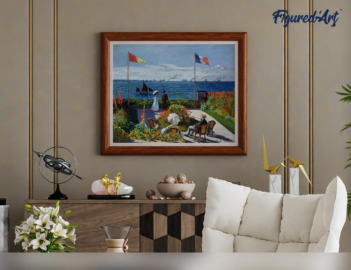 Malen nach Zahlen 40x50cm ohne Keilrahmen Figured’Art Die Terrasse am Sainte Adresse – Monet