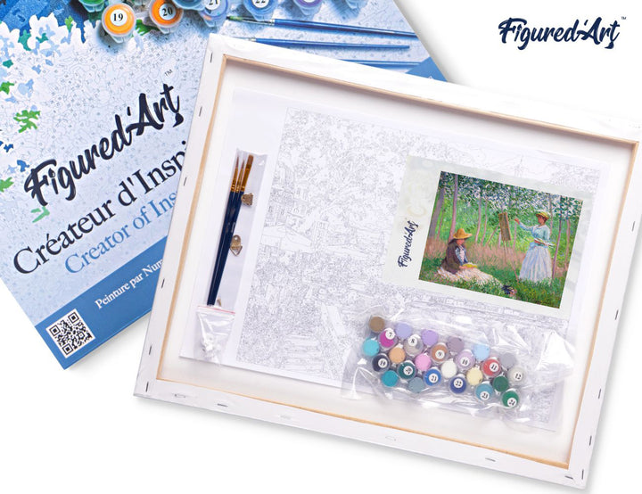 Malen nach Zahlen 40x50cm auf Keilrahmen gespannt Figured’Art Im Wald in Giverny – Monet