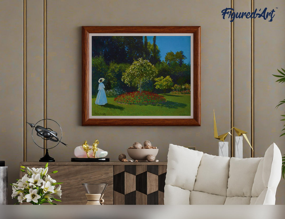 Malen nach Zahlen 40x50cm ohne Keilrahmen Figured’Art Frau im Garten – Monet