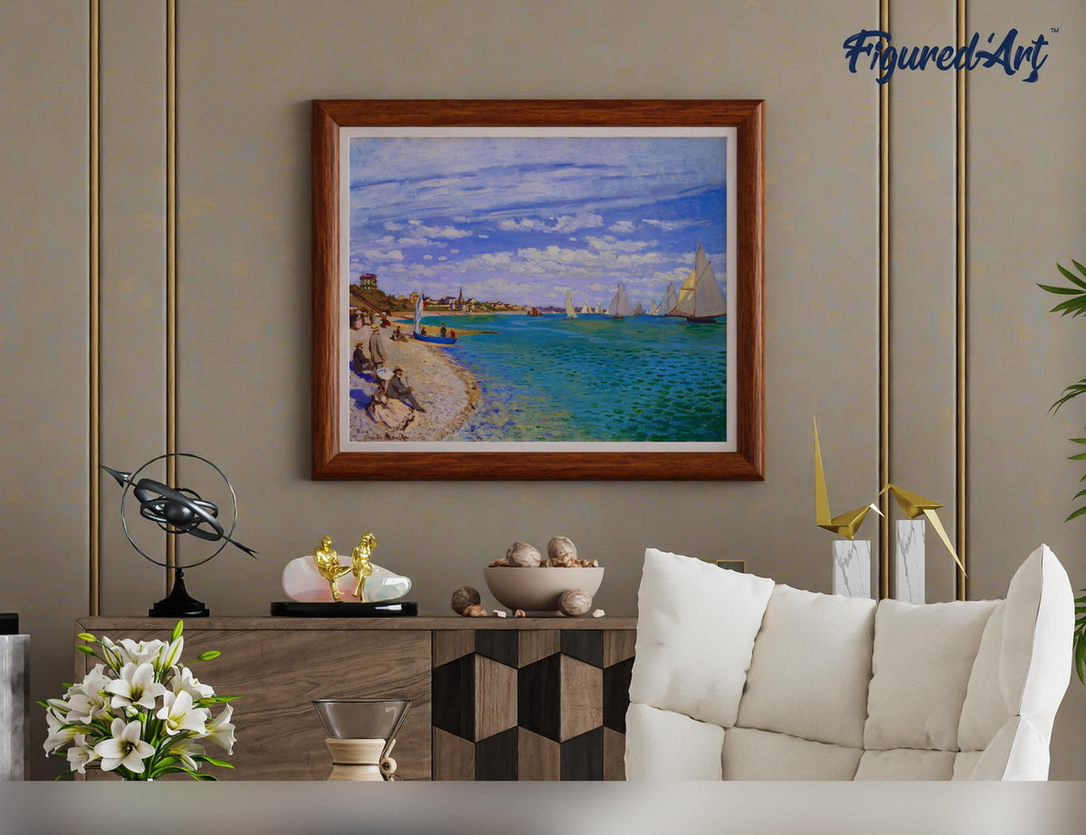 Malen nach Zahlen 40x50cm ohne Keilrahmen Figured’Art Regatta bei Sainte–Adresse – Monet - Kidis Art