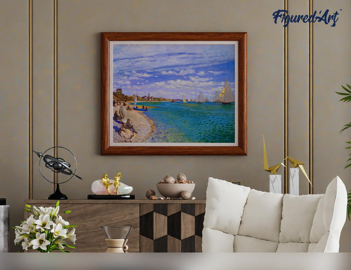 Malen nach Zahlen 40x50cm auf Keilrahmen gespannt Figured’Art Regatta bei Sainte–Adresse – Monet