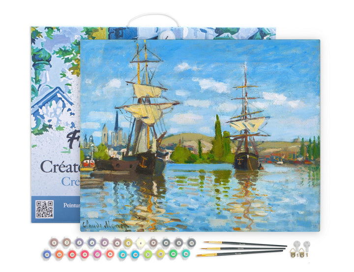 Figured'Art Boote auf der Seine in Rouen - Monet auf Keilrahmen gespannt - Kidis Art