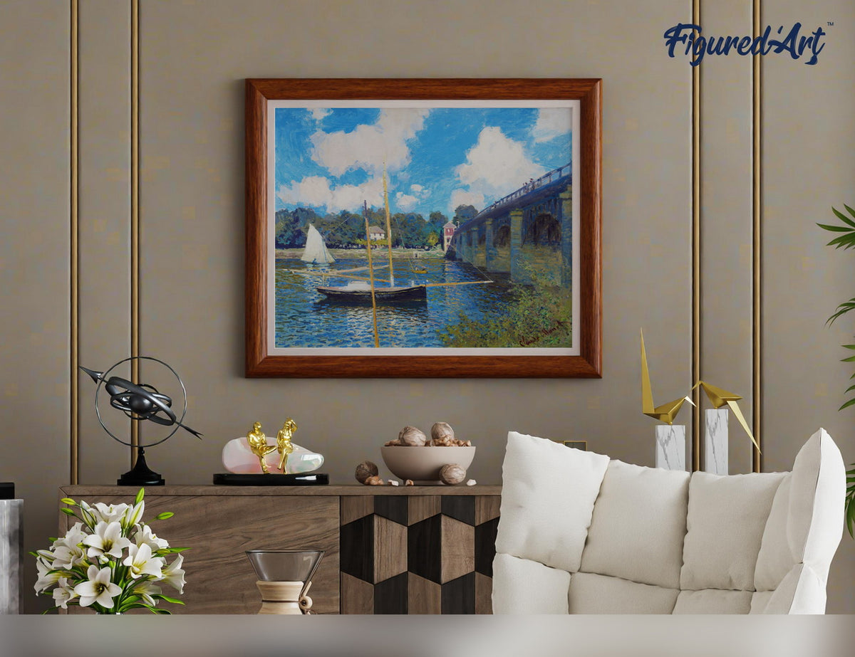 Malen nach Zahlen 40x50cm auf Keilrahmen gespannt Figured’Art Die Brücke von Argenteuil – Monet - Kidis Art