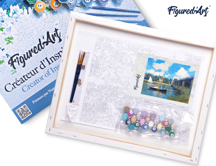 Malen nach Zahlen 40x50cm auf Keilrahmen gespannt Figured’Art Die Brücke von Argenteuil – Monet