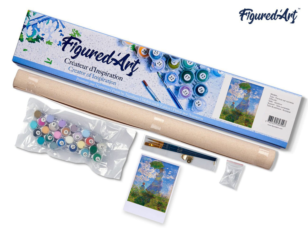 Malen nach Zahlen 40x50cm ohne Keilrahmen Figured’Art Der Spaziergang – Monet - Kidis Art