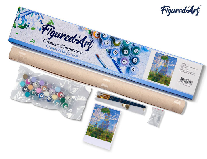 Malen nach Zahlen 40x50cm ohne Keilrahmen Figured’Art Der Spaziergang – Monet - Kidis Art