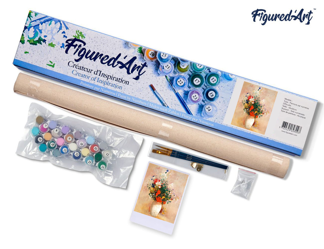 Malen nach Zahlen 40x50cm ohne Keilrahmen Figured’Art Vase mit Blumen – Odilon Redon