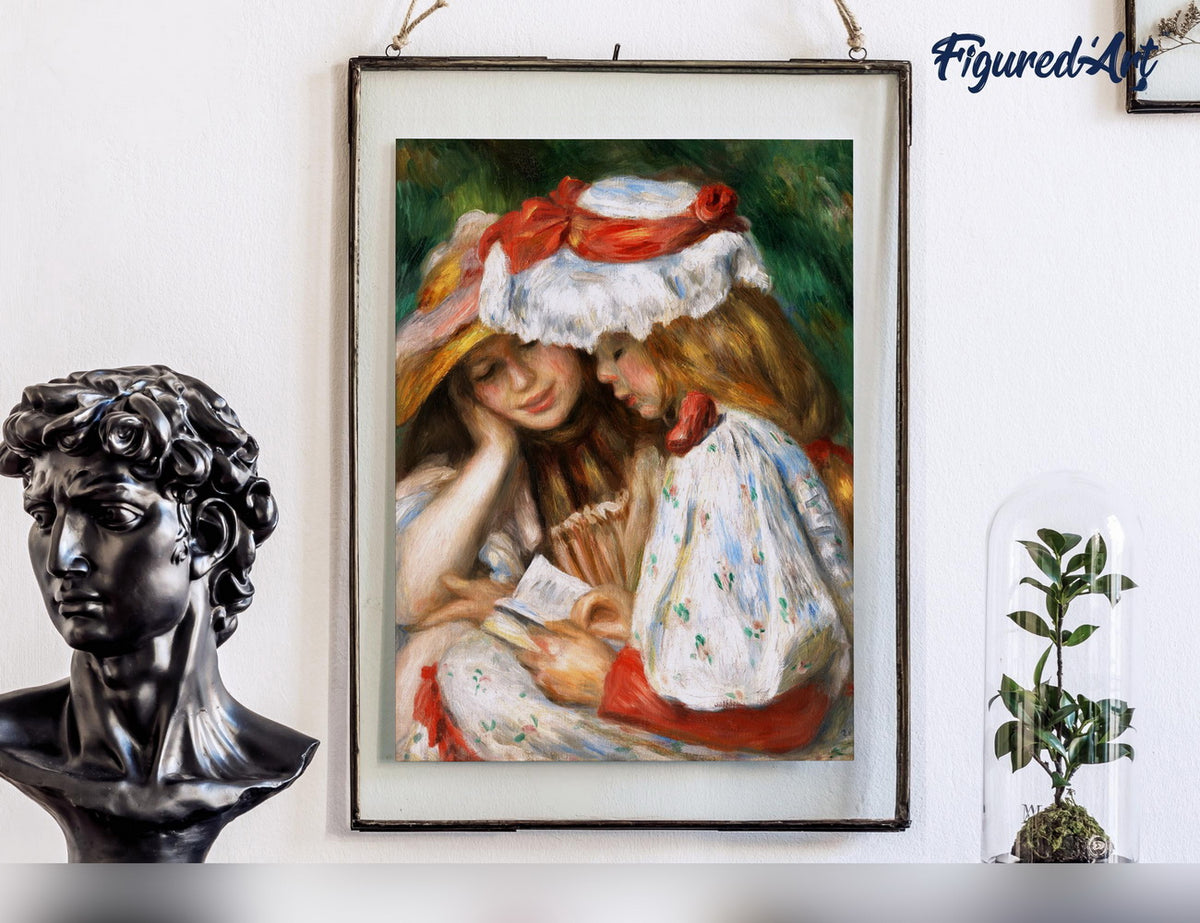 Malen nach Zahlen 40x50cm auf Keilrahmen gespannt Figured’Art Zwei Lesende Mädchen – Renoir - Kidis Art