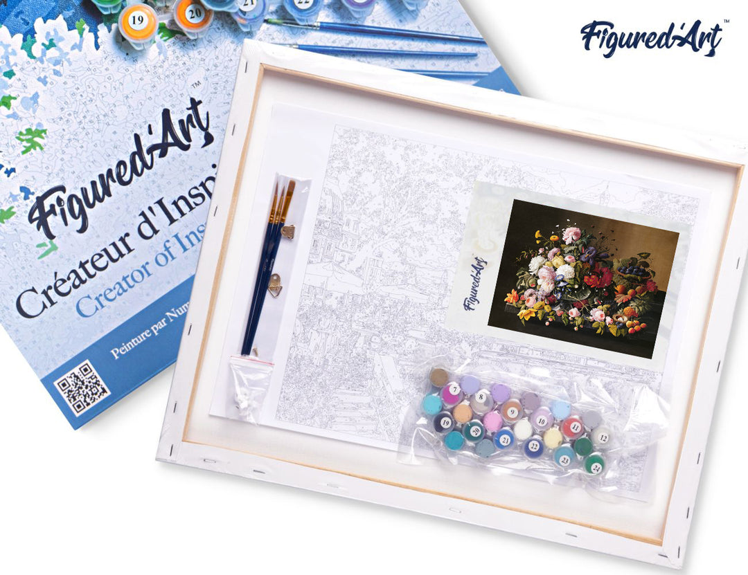 Malen nach Zahlen 40x50cm auf Keilrahmen gespannt Figured’Art Blumen und Obst – Severin Roesen