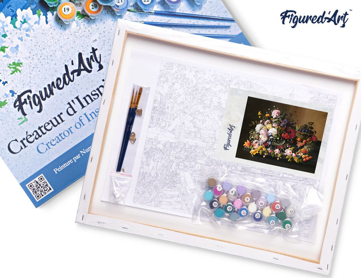 Malen nach Zahlen 40x50cm auf Keilrahmen gespannt Figured’Art Blumen und Obst – Severin Roesen