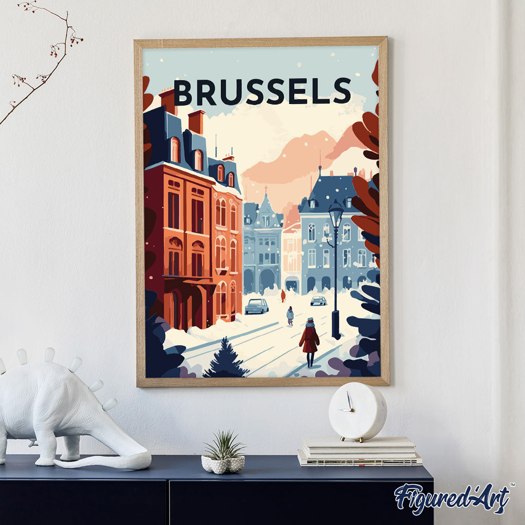 Malen nach Zahlen 40x50cm ohne Keilrahmen Figured’Art Vintage-Poster Brüssel - Kidis Art