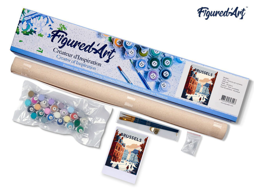 Malen nach Zahlen 40x50cm ohne Keilrahmen Figured’Art Vintage-Poster Brüssel