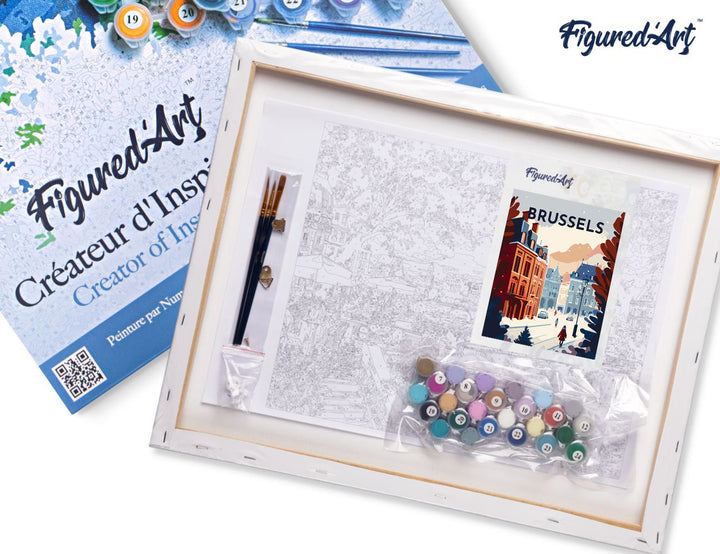 Malen nach Zahlen 40x50cm auf Keilrahmen gespannt Figured’Art Vintage-Poster Brüssel