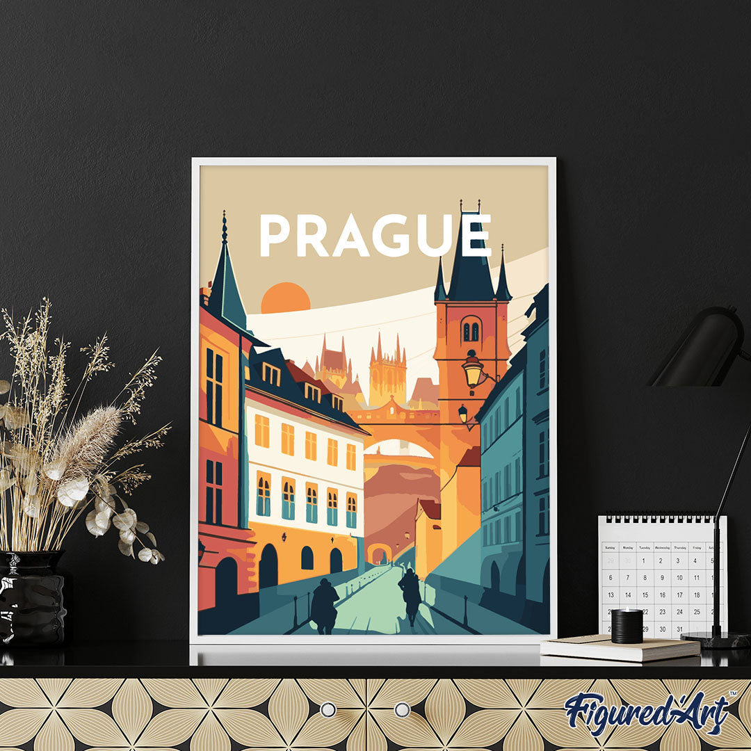 Malen nach Zahlen 40x50cm ohne Keilrahmen Figured’Art Vintage-Poster Prag - Kidis Art